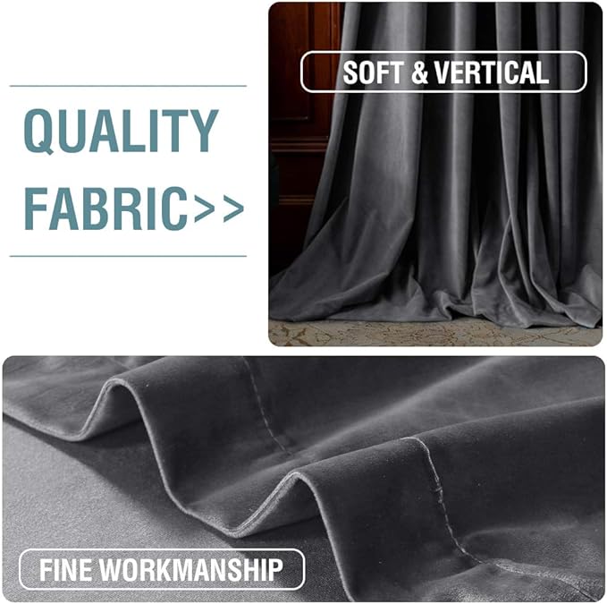 Cortinas de Terciopelo H.VERSAILTEX 52 x 95 Pulgadas, 2 Paneles miniatura 4