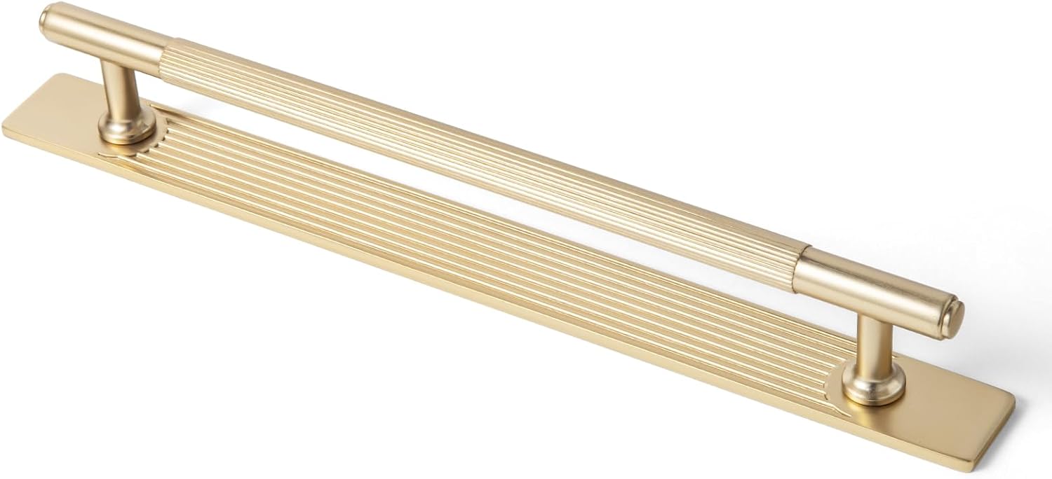 Goo-Ki 2pack Champagne Bronze Cabinet Pulls with Back/Base Plate Zinc Alloy Kitchen Hardware - 7.56" c-c Bar Drawer Pulls Cabinet Handles with Spacer