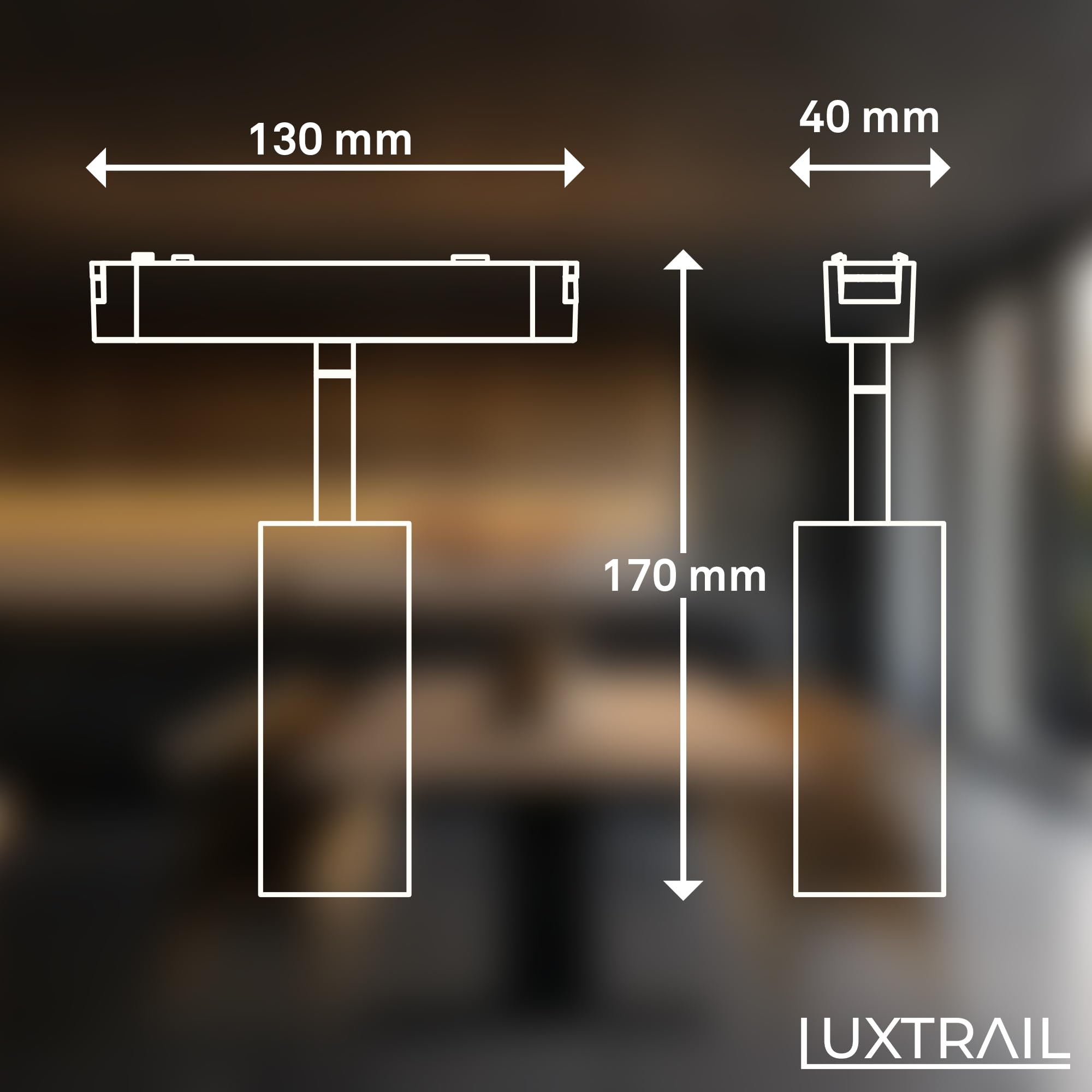 BRILONER - Système de rail Luxtrail LED Tracklight, Blanc chaud, Orientable, Accessoires, Tracklight, LED Spot, Spot de plafond, Projecteur, Plafonnier, Plafonnier, 130x40x155mm (LxDxH), Blanc