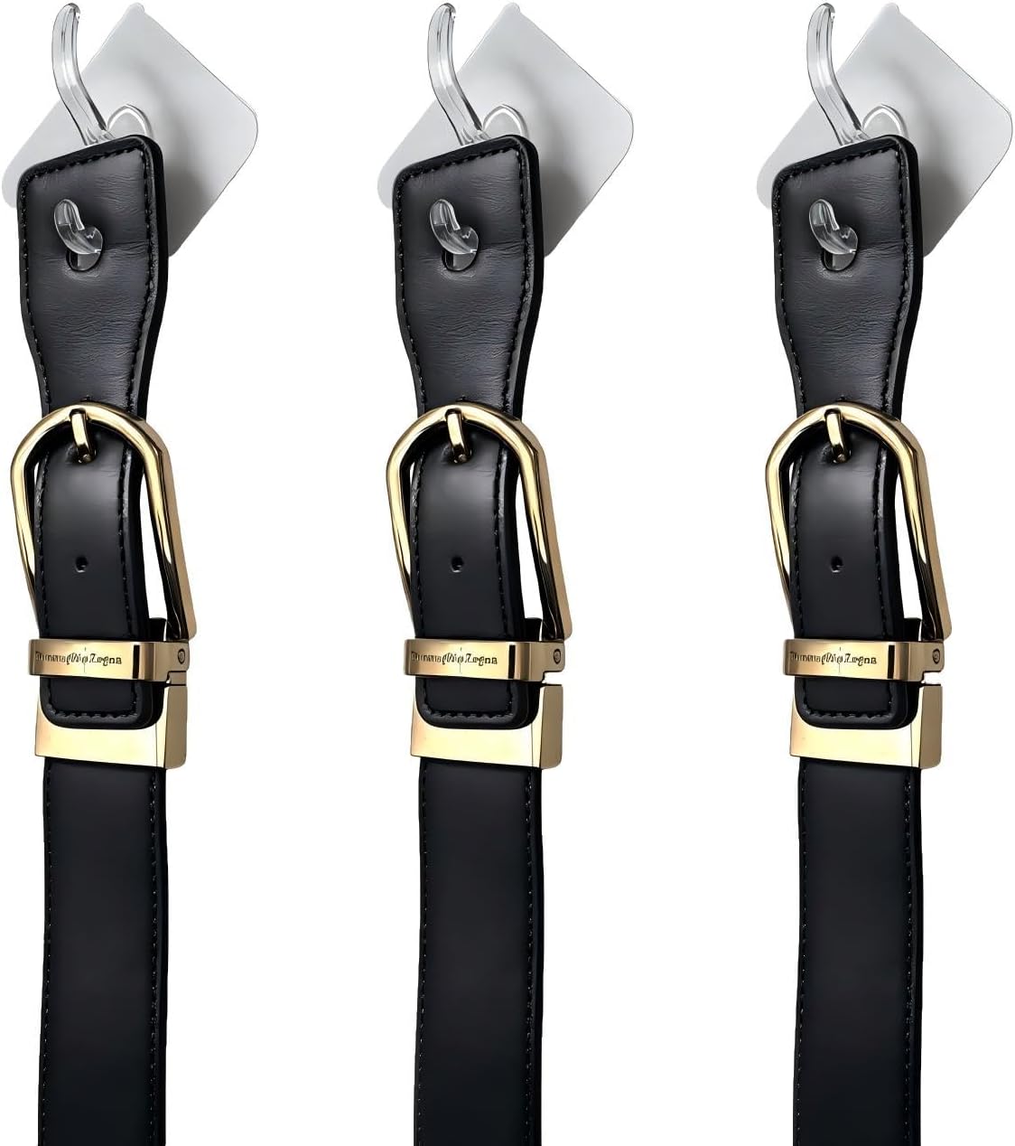 Leather Belt Hanger Organizer with Strong Adhesive Hook, No Drill Belt Holder for Closet, Fits All Buckles, Anti-Crease Belt Storage for Home & Retail