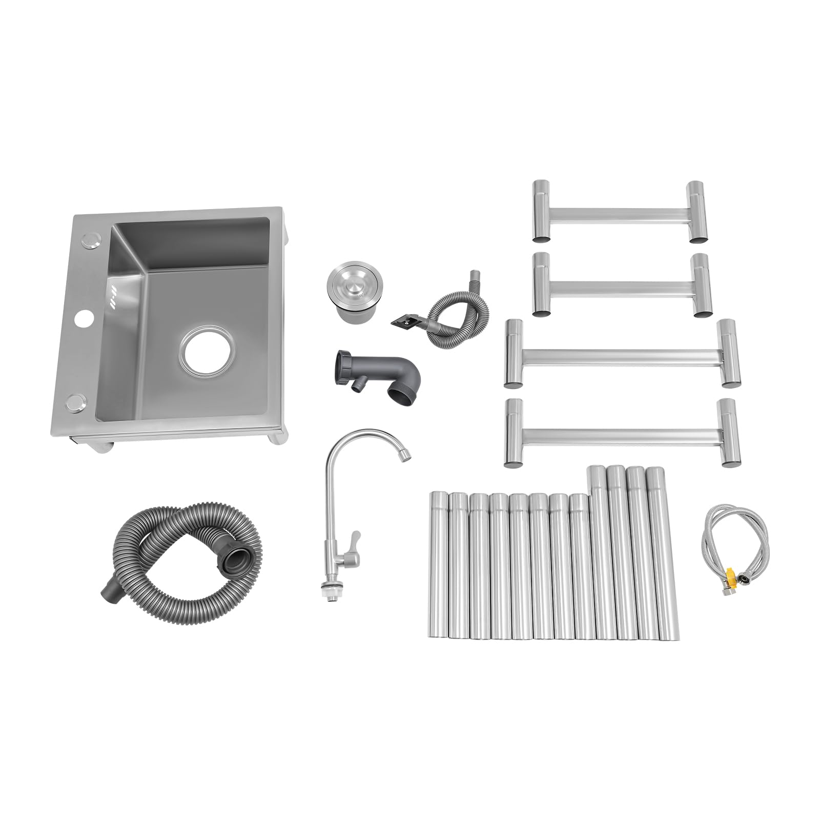 Lavabo indipendente in acciaio inox 45 x 41 x 75 cm freestanding lavello esterno con rubinetto per esterni, interni, cucina, ristorante