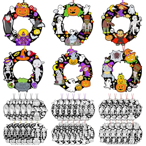 Epakh 30 Pcs Halloween Craft Kit Color Your Own Wreath