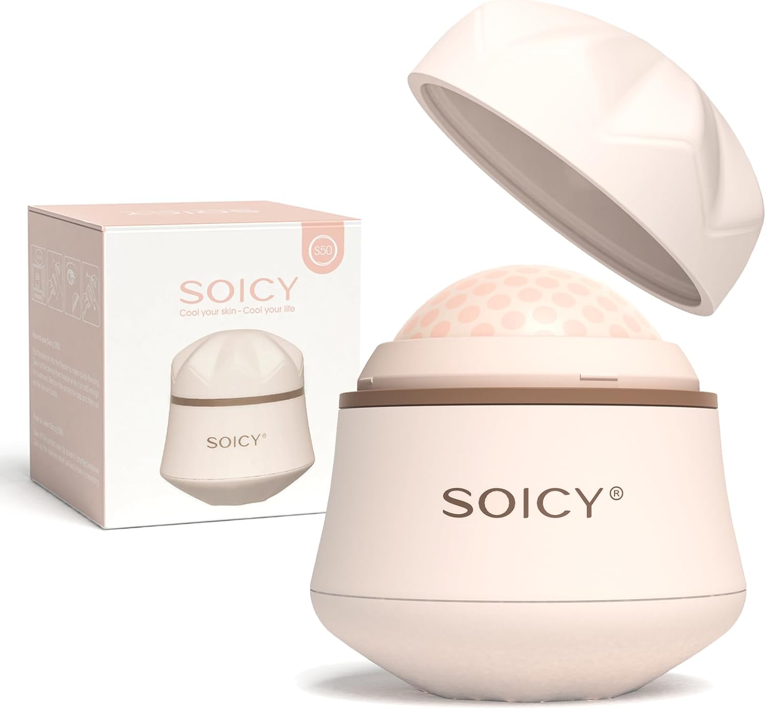 Leeshine Ice Roller Ball for Face and Eyes – Facial Skin Care Tools with a Large Roller and Carry Case Self Care Gift.Men Women (S50-Pink)