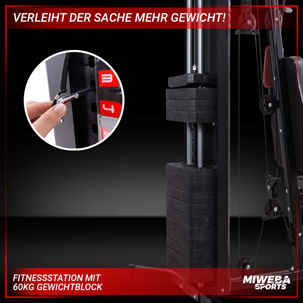 Miweba Sports Kraftstation MK500 | 60 kg Gewichte - Fitnessgeräte für Zuhause - Fitness - Heimtrainer - Bauchtrainer - Hometrainer - Butterfly - Bodybuilding - Krafttraining - Homegym - Fitnessstation