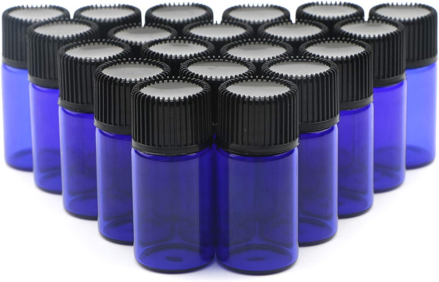 3ml Blue Perfume Glass Vials Travel Sample Colletction Jars with Orifice Reducer Essential Oil Bottle Pack of 20