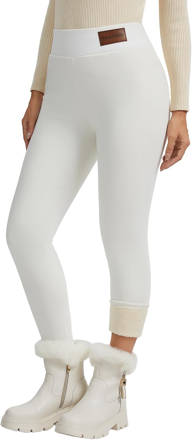 Women's Thermal Fleece Lined Leggings Winter Warm Soft High Waist Stretch Sherpa Tights Pants
