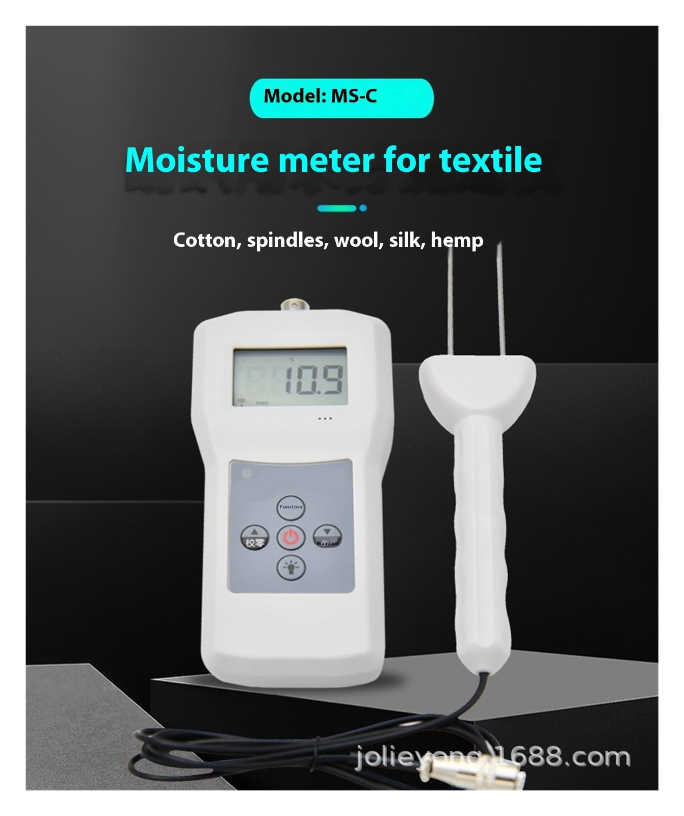 Testeur d'humidité, Humidimètre Textile, humidimètre de Production, Plage de Mesure 5-35%, précision 0,5 pour Plantes en Pot, Jardin