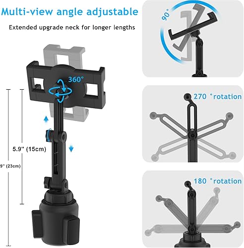 Miniatura 3 de Soporte para tablet para coche brazo ajustable en altura Portavasos para vehículocamión, soporte para tabletas para dispositivos de 4 a 12.9