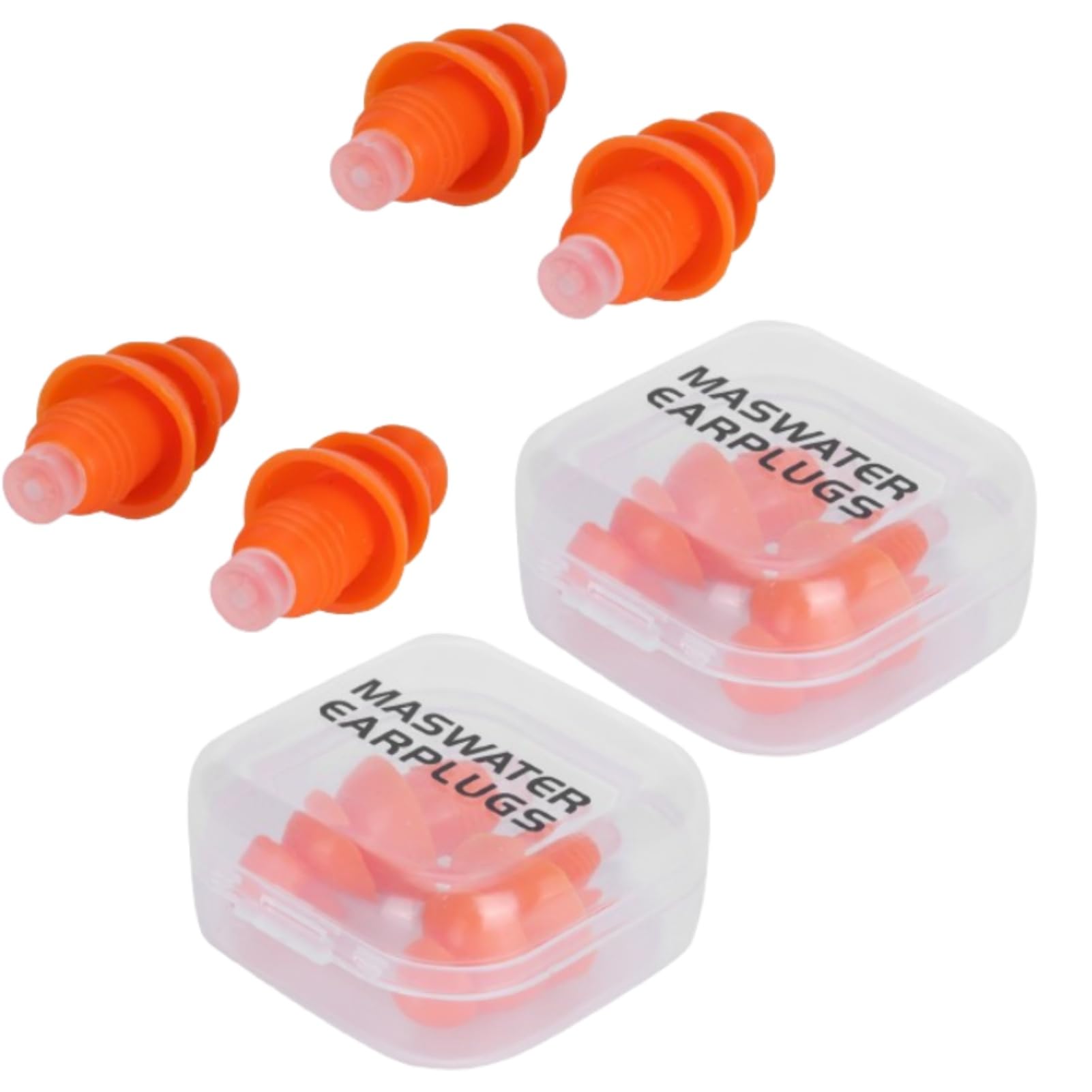 4 Pairs Ear Plugs for Sleeping Noise Cancelling, Earplugs for Swimming Silicone Ear Plugs for Sleeping Multi Color and Multi Purpose (Orange + PP Box)