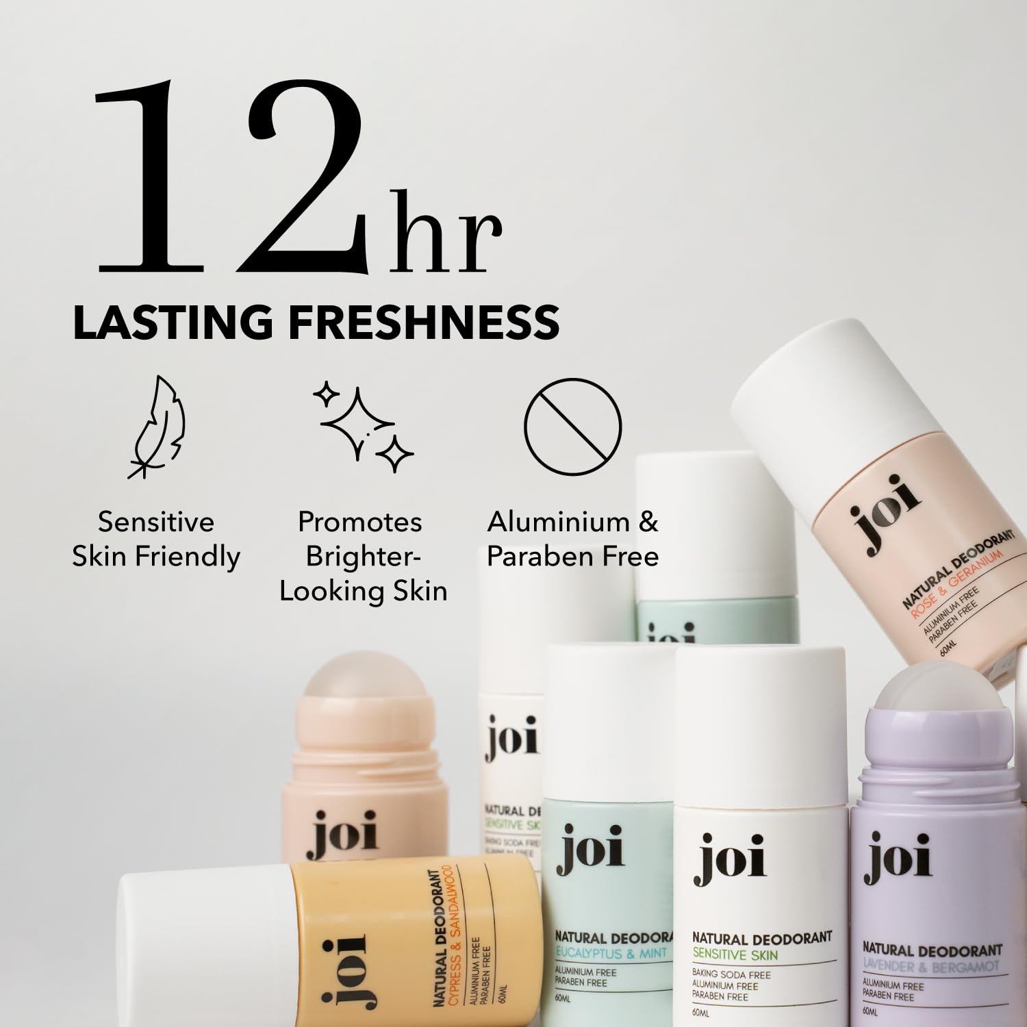 Joi Natural Deodorant Roll On, Deodorant with Essential Oils for Women & Men, Aluminum & Paraben Free with Baking Soda, Enhanced with Probiotics & Magnesium, 1.69Oz (Eucalyptus & Mint) - Image 2