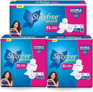Stayfree Secure xl | Combo packs 98 Pads | Cottony Soft Sanitary Pads for Women | with Leak Lock Technology | Odour Contro... Price In India