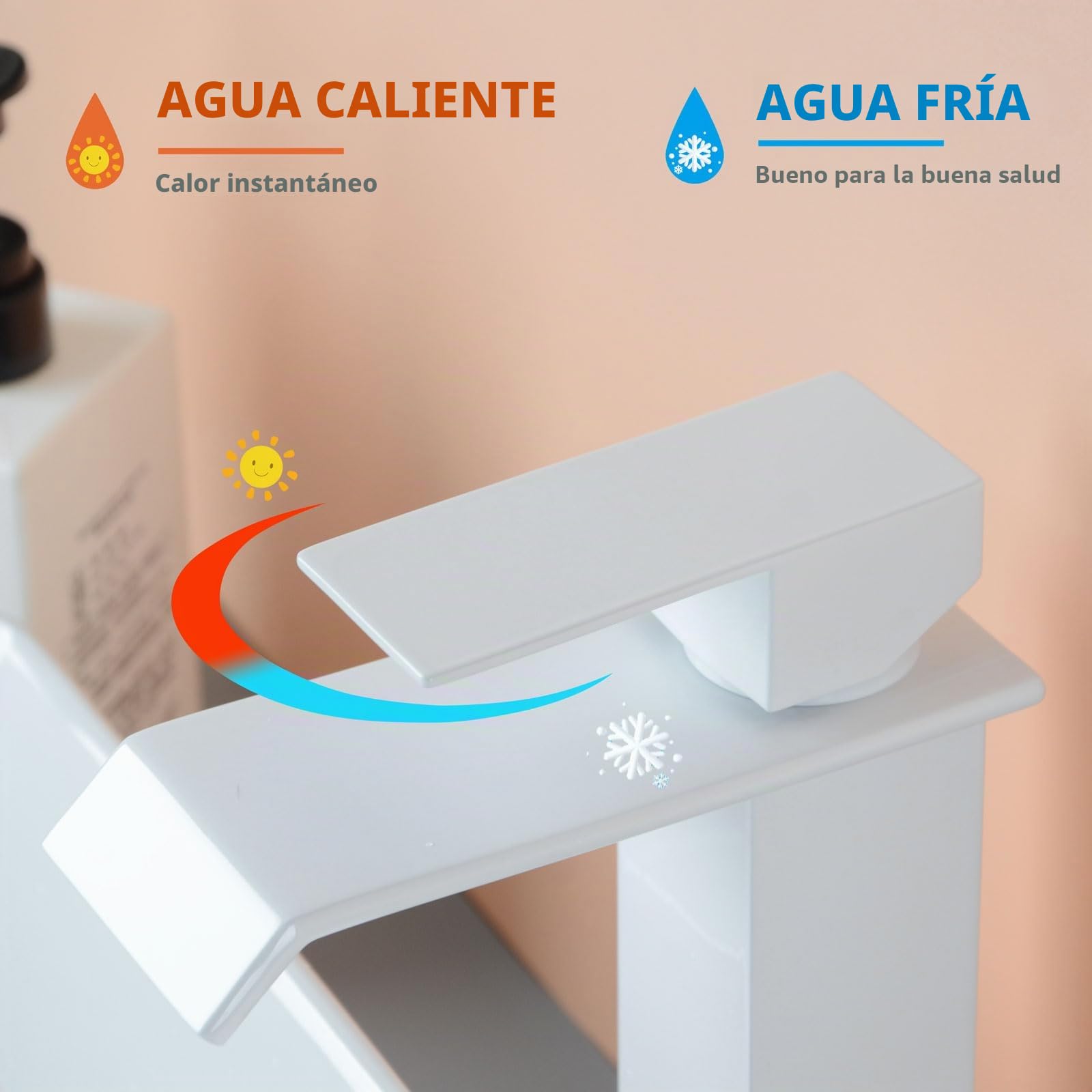 PHASAT Grifo de Baño Alto Cascada Grifo de Lavabo con Caño de 205mm de Altura, Mezclador Monomando Lavabo PTMP19W