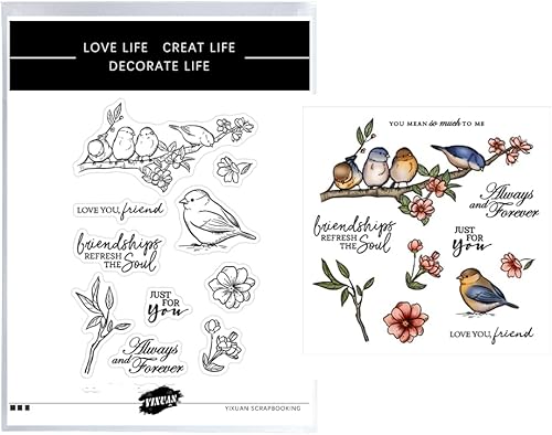 Miniatura 4 de Spring Birds - Troqueles de corte de metal, sello transparente para álbumes de recortes, troqueles en relieve, para Año Nuevo, tarjetas de papel