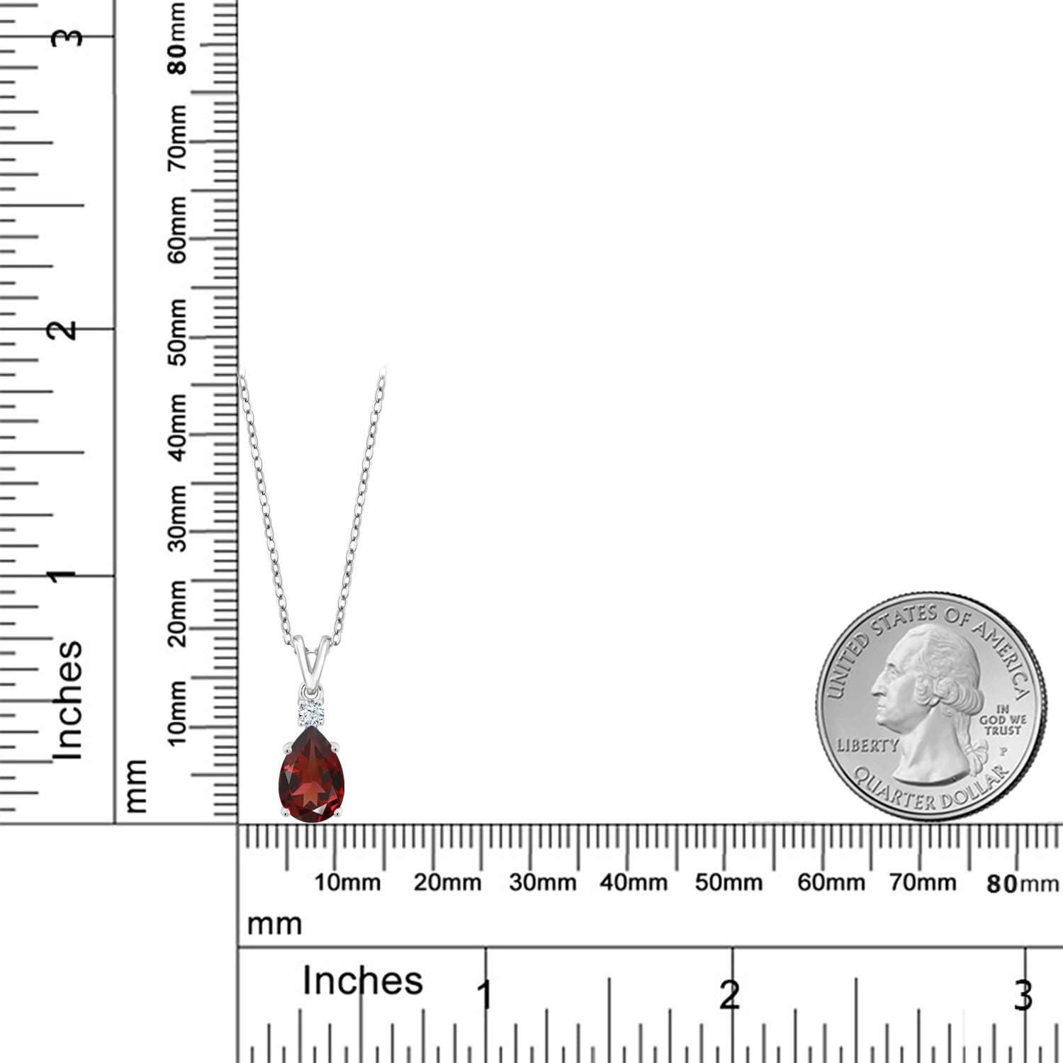 Gem Stone King 925 Sterling Silver Red Garnet Pendant Necklace For Women | 2.05 Cttw | Gemstone Birthstone | Pear Shape 10X7MM | With 18 Inch Chain - Image 2