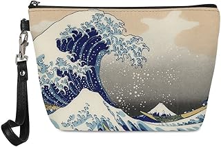 GLUDEAR Van Gogh 3D Print Travel Toiletry Bag Cosmetic Makeup Organizer Accessories Organizer for Women and Girls,The Great Wave