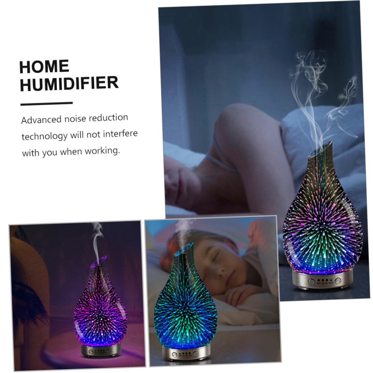 Difusor Capacidad Menor a 1 L de Aromaterapia 3D Luz Nocturna de Vidrio y Humidificador Práctico Seguro para Oficinas y Centros de Recepción