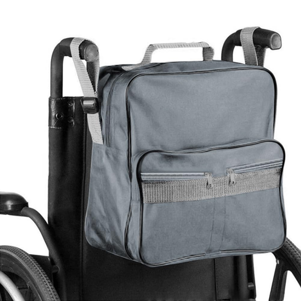 Bolsa trasera Silla de Ruedas, 600D Oxford impermeable mochila colgar en la espalda almacenamiento, Andadores Cochecitos Rollators y Scooters de Movilidad patinetes (35 * 19 * 30CM,Gray)