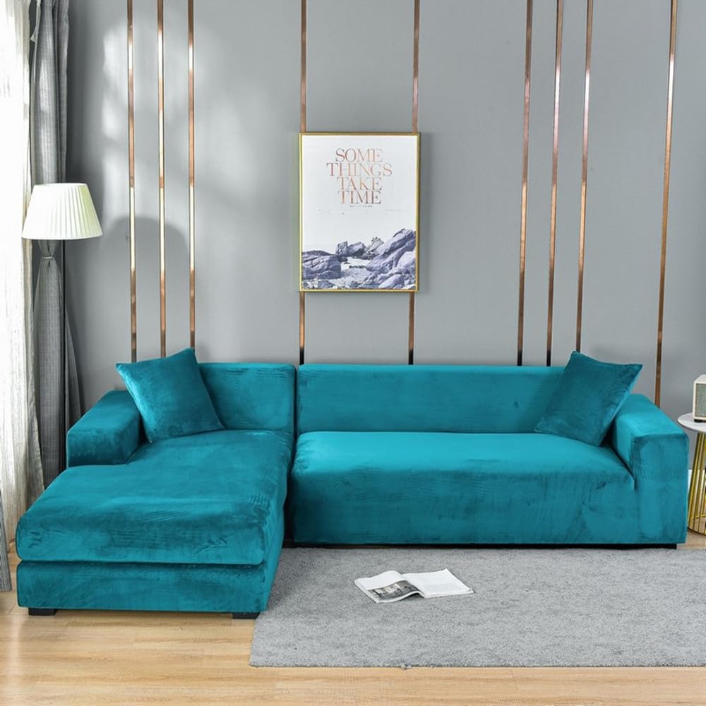 Funda de sofá rinconera antiarañazos que protege su mueble de mascotas con tejido lavable