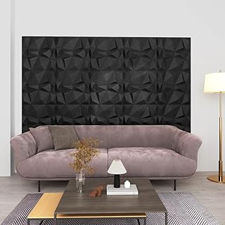 Transform Your Space with 3D Wall Panels, 24 pcs, Diamond Black, Easy DIY Installation, 64.6 ft² Coverage