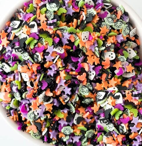YourSchoiceVi 15 Gram Halloween Ghost Pumpkin Polymer Clay Slices, Ghost Pumpkin Sprinkles, Halloween Polymer Sprinkles, Nail Art Faux Craft NOT Edible