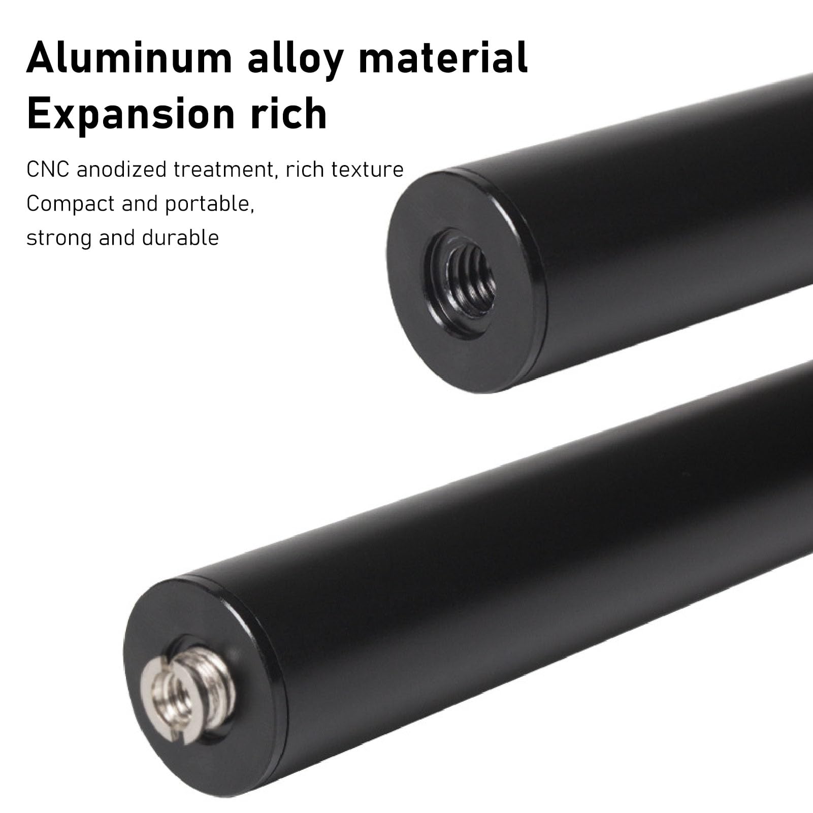 Cuifati Brazo de extensión de trípode de 3 secciones, aleación de aluminio, negro, conector de 1/4-3/8 pulgadas, compatible con cámara, smartphone, accesorios de cámara, soporte de trípode