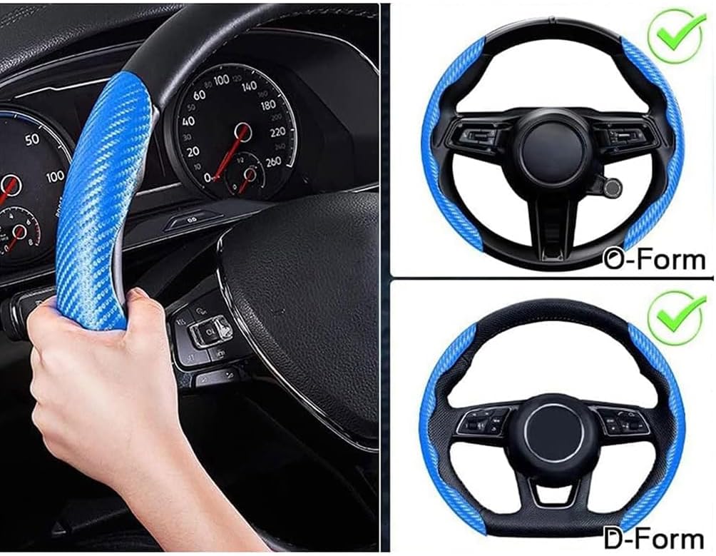 Car Steering Wheel Covers, for Porsche Boxster (986) Carbon Fiber Anti-Skid Segmented Protector Soft Breathable Grip, Auto Accessories,B-Blue