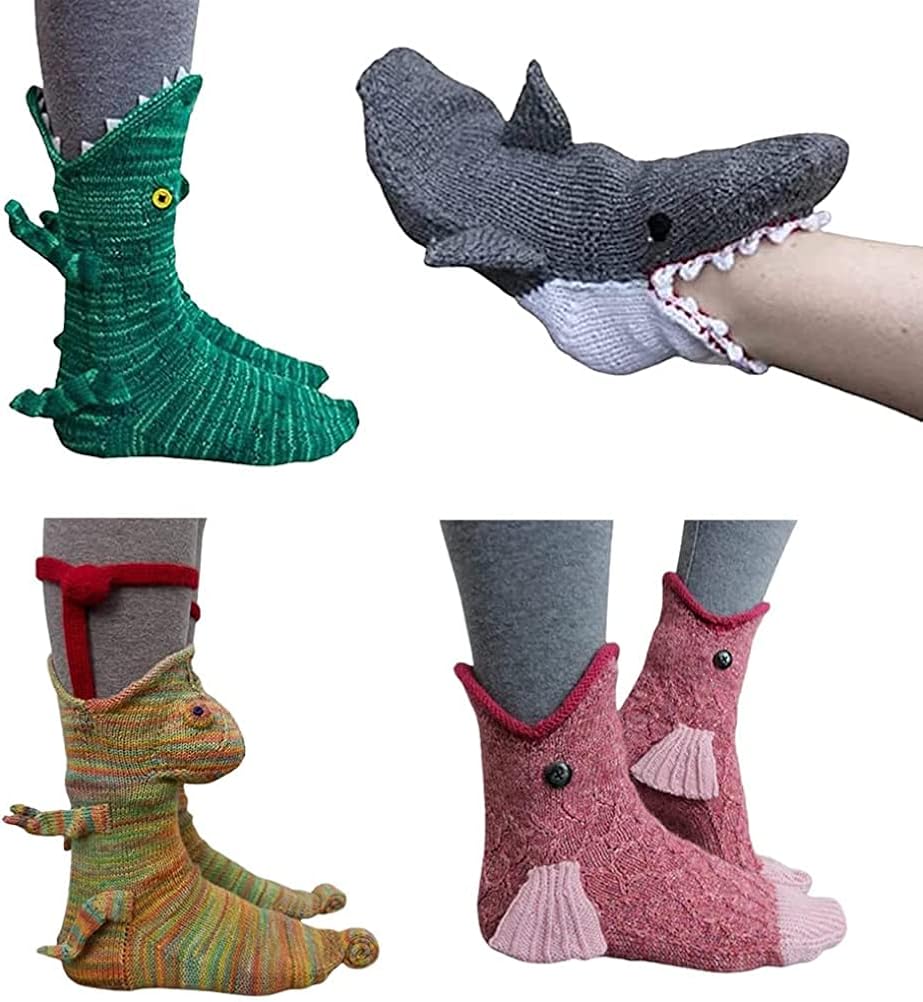 ニットクロコダイルソックス 暖かく保つ冬のクリスマスニットソックス クリスマスノベルティワイドマウス3dソックス 新作送料無料 アニマルソックスアリゲーターソックス