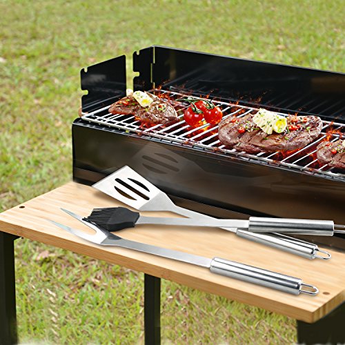 WisFox Utensilios Barbacoa,20 Piezas Juego de Utensilios para Barbacoa de Acero Inoxidable Kit Estuche de Utensilios para Barbacoa Profesional Barbacoa Parrilla Herramienta de Barbacoa para Barbacoa