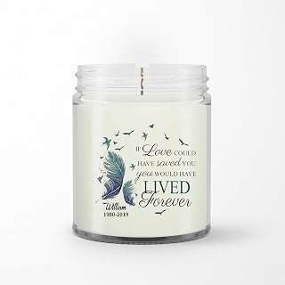 Sympathy Gifts, Personalized Memorial Candle with Photo, Love Could Have Saved You You'd Have Lived Forever Feather Birds, Gifts for Loss of Mom Dad, 9oz Scented Candle, Memorial Gifts