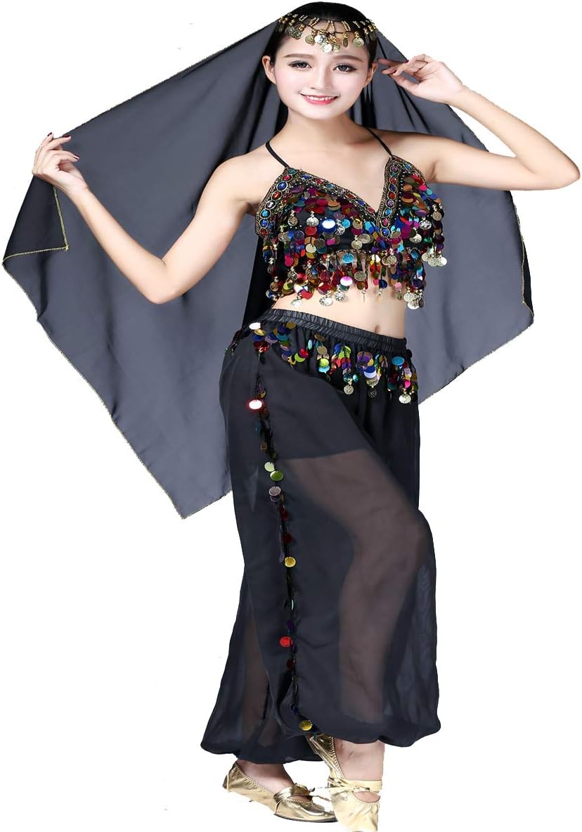 Mrotrida Women's Belly Dance Big Headscarf Indian Tribal Chiffon Veil Gypsy Scarves Dance Shawls - Image 4