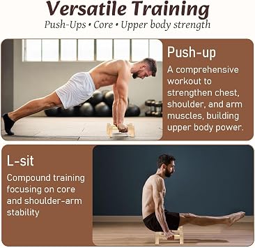 Parallettes Bars, Push Up Stands for Handstands, Planche Dips, Calisthenics, Strength Training Parallel Bars