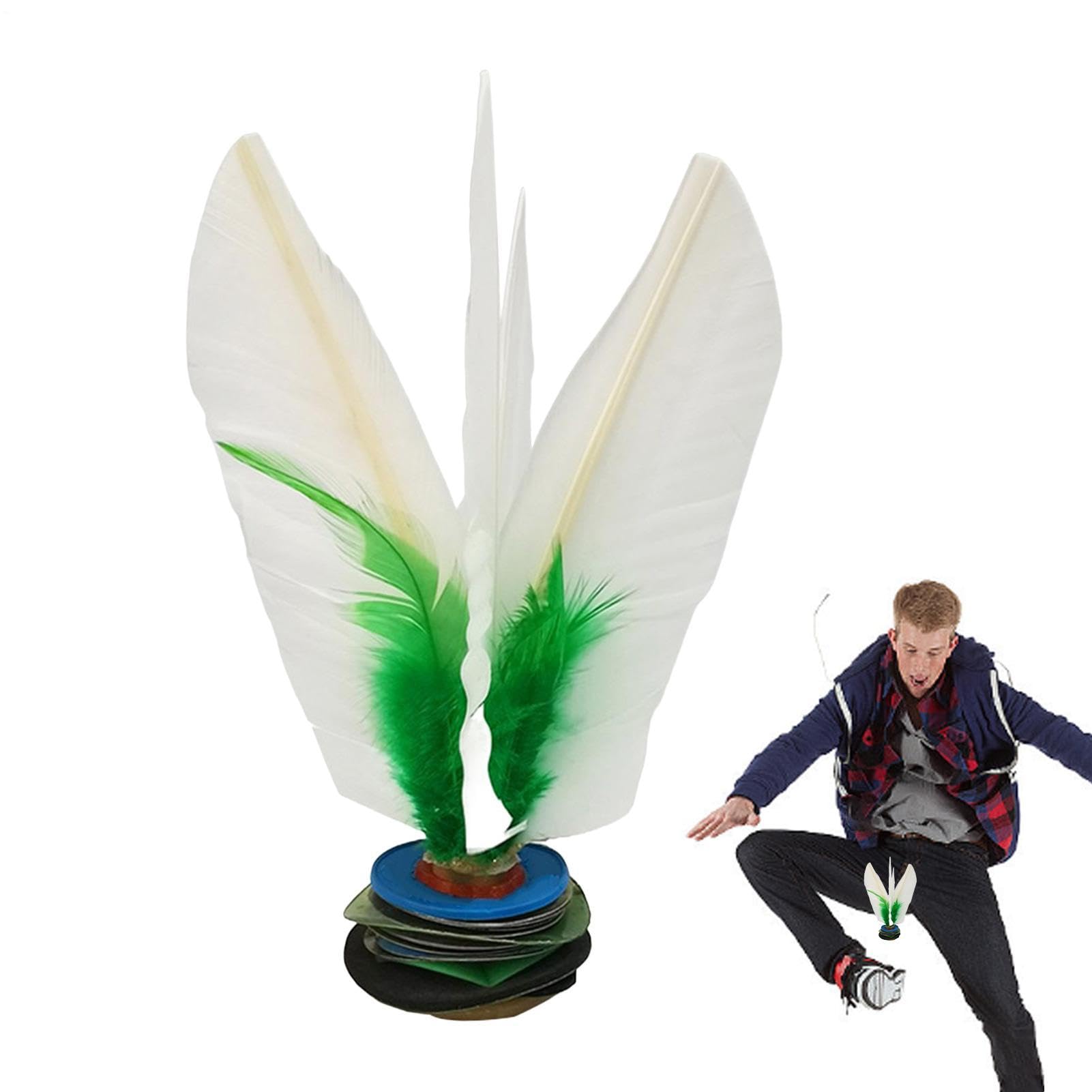 Générique Kick Shuttlecock - Chinese Jianzi Shuttlecock | Plume Shúttlecock, White Feathers Foot Kick Chinese Jianzi,Handwheel Fitness Entertainment and Foot Sports Outdoor Toy Game for Kids Adults