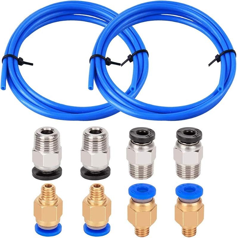 Aokin 2 tubos Bowden de PTFE (1,5 m/cada uno azul) para filamento de 1,75 mm con 4 accesorios PC4-M6 y 4 accesorios neumáticos PC4-M10 para impresora 3D Creality Ender 3/3 Pro, Ender 5/5 Pro, CR-10/10S, etc.