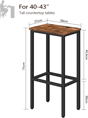 Vista 12 de Juego de 2 taburetes de bar, taburetes de bar de mostrador de 29.5 pulgadas de alto, sillas de bar de desayuno de cocina con reposapiés, sillas