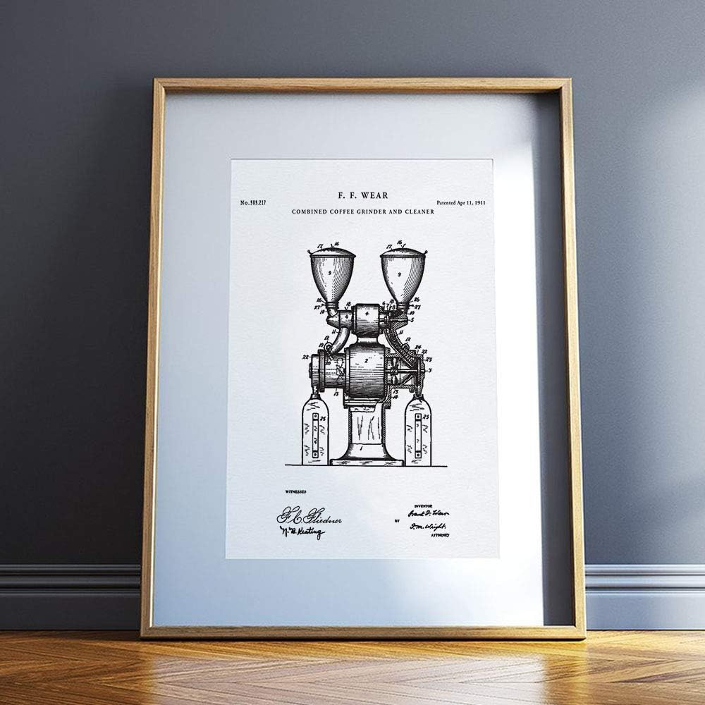 Coffee Grinder Patent Print, Poster Print, Coffee Poster, Kitchen Wall Art, Vintage Coffee Grinder Blueprint Art, Coffee Lover, QP608