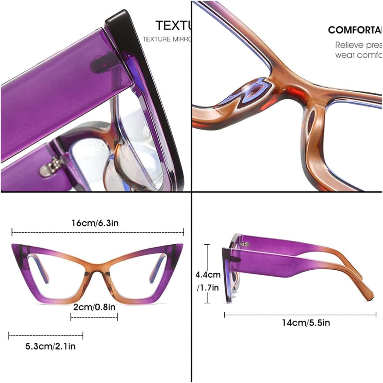 Fashion Colored Glasses Frame For Women New Clear Anti-blue Light Optical Eyeglasses Female Oversized TR90 Spectacle