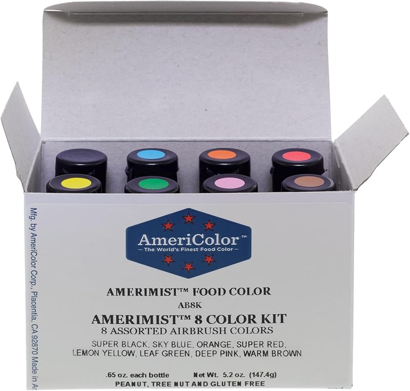 AmeriColor AmeriMist 8 Color Airbrush Food Color Kit