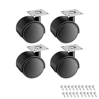1.5 Inch Furniture Caster Wheels, Plastic Casters Set of 5, Plate Swivel Nylon Small Casters for Carts, Furniture, Baby Bed, Kitchen, Cabinet, Table with Stainless Steel Screws
