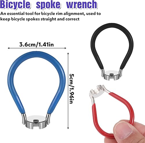 Miniatura 3 de 7 llaves de radios de bicicleta, kit de herramientas de radios de bicicleta de acero, herramienta correcta de llanta de bicicleta portátil con