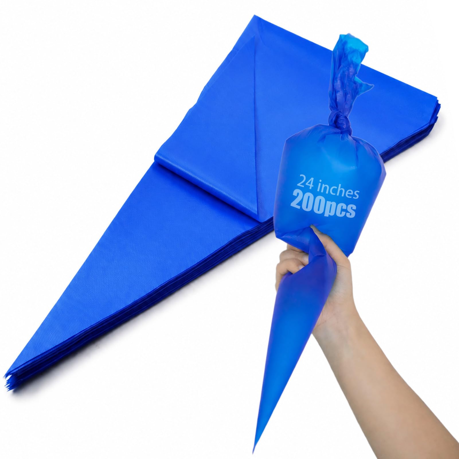 Lot de 200 poches à douille extra larges de 61 cm, transparentes et jetables, épaisses, antidérapantes et anti-éclatement pour la cuisson et la décoration de desserts, gâteaux, biscuits
