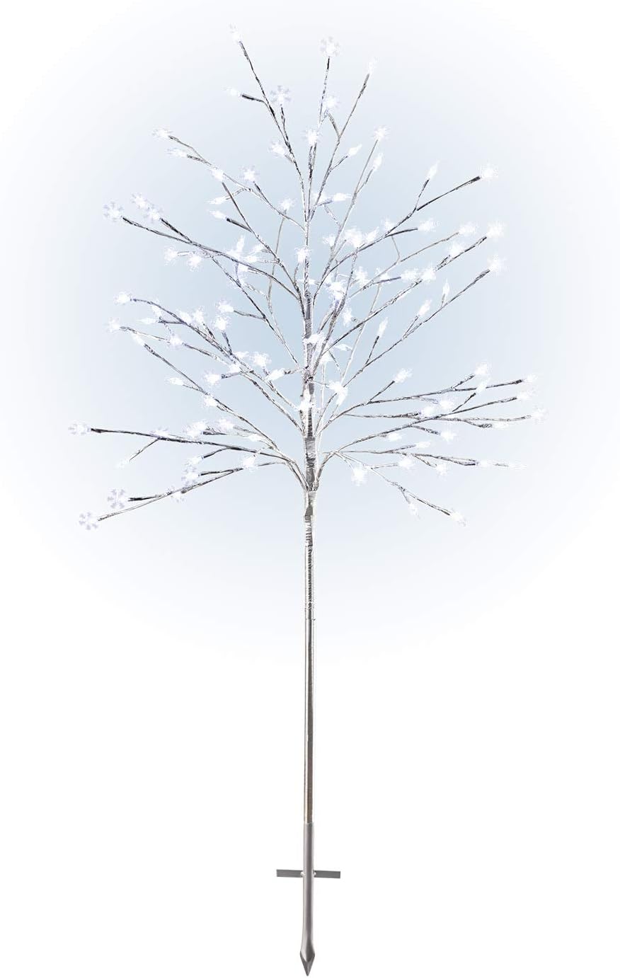 Alpine Corporation Frosty Christmas Snowflake Tree with LED Lights, Indoor and Outdoor Holiday Décor for Front Yard, Lawn, Home - 55-Inch Tall - White