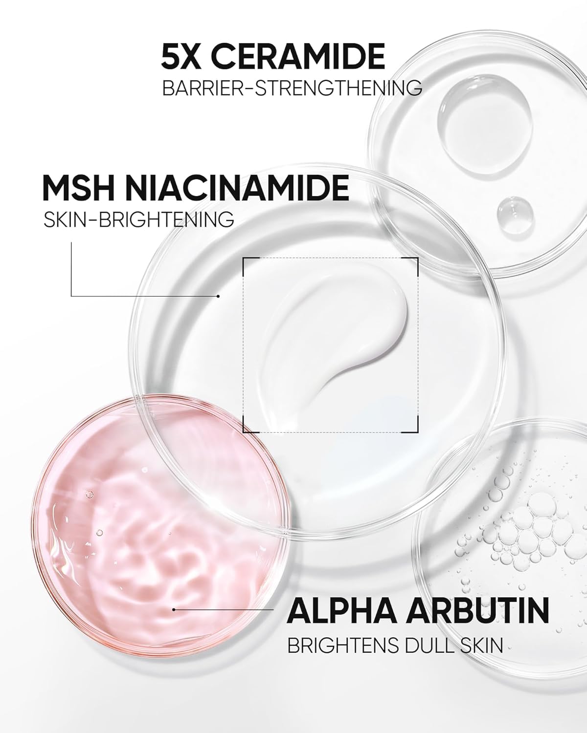 MSH Niacinamide Brightening Cream,Fades Dark Spots, Evens Skin Tone, Tranexamic Acid, α-Arbutin, 5X Ceramides, Centella Asiatica, Suitable for Oil and Acne-prone skin, 3.52fl.oz / 100g