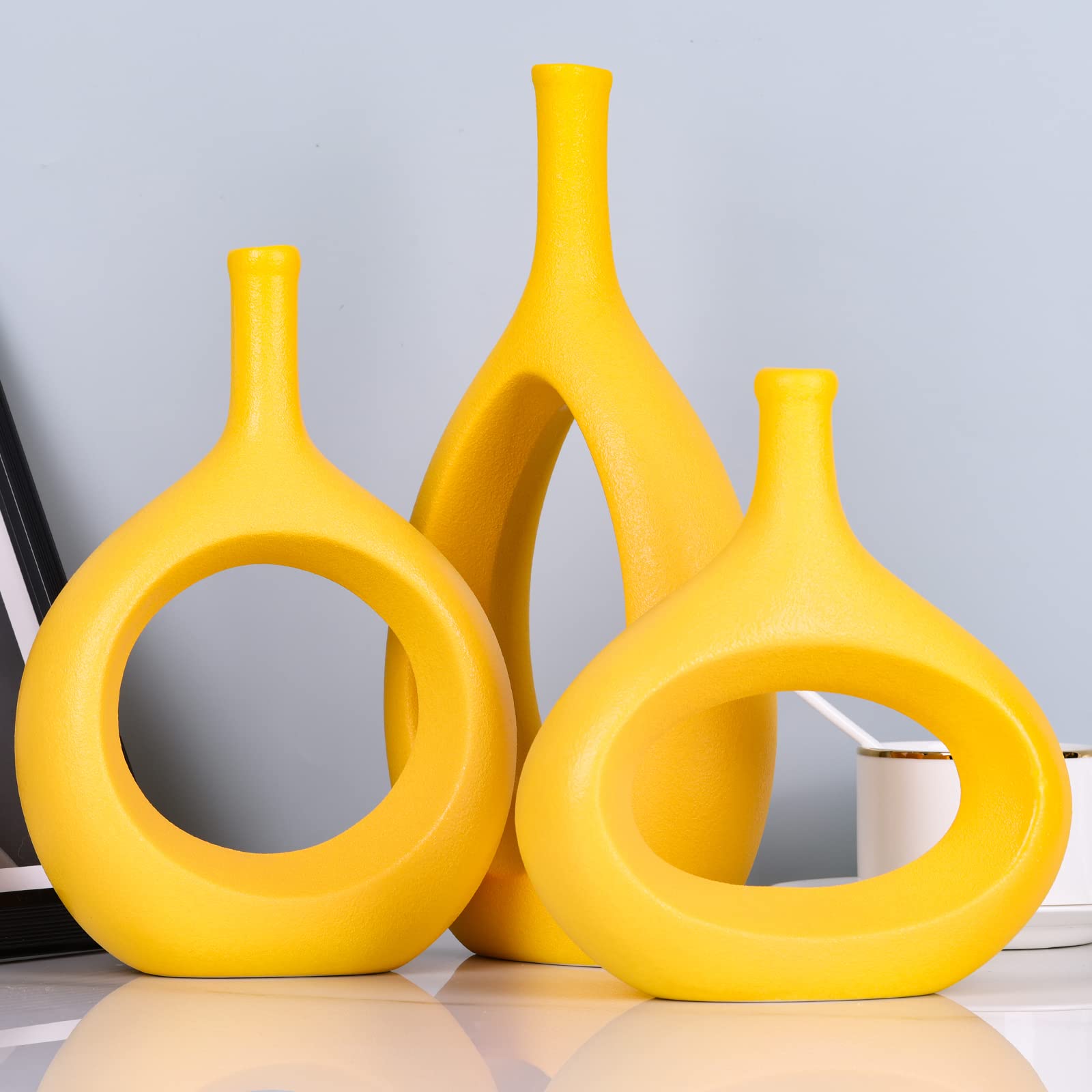 Home Habitat Nordic Vases - 2 Piece Set, Small And Large Ribbed Vase, Bottle Flower - View #11