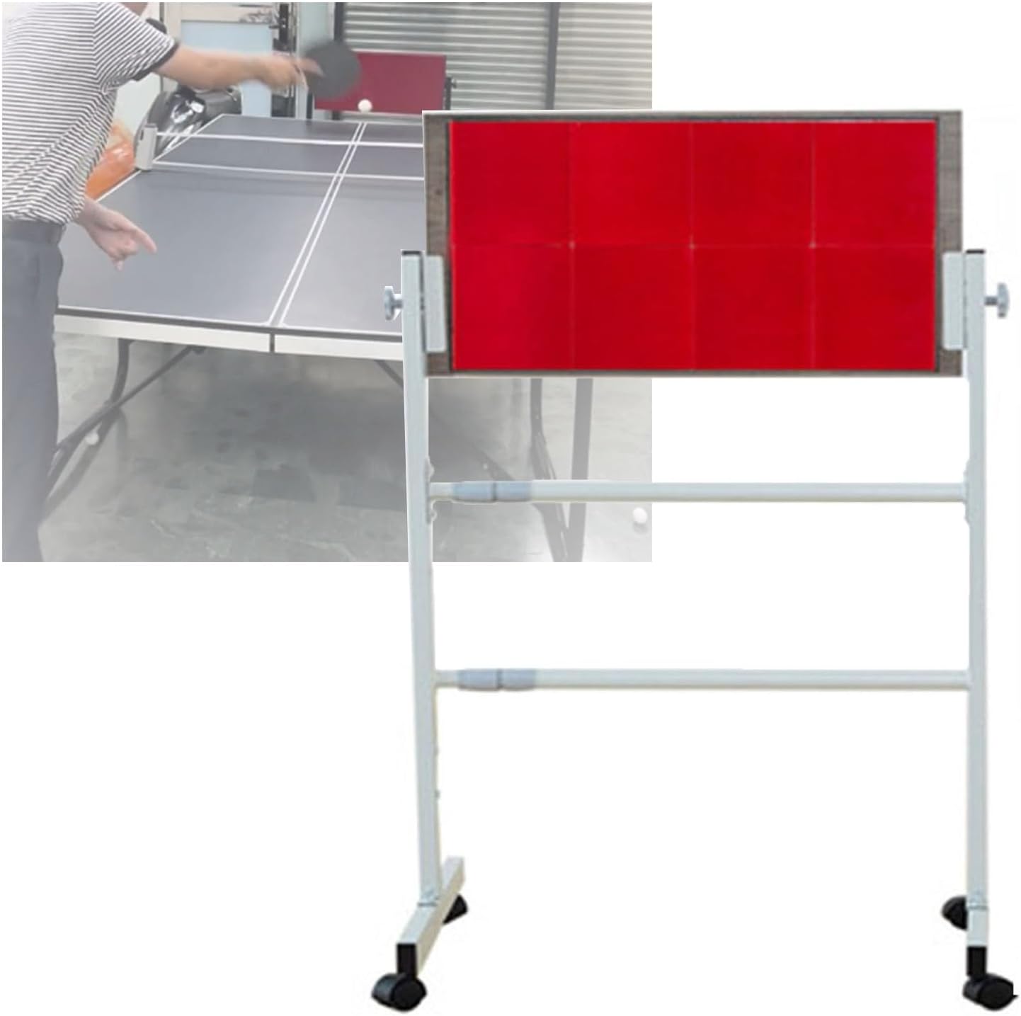 Portable Table Tennis Rebound Board, Ping Pong Training Tool with Wheels,Exerciser Accessory for Clubs Office Home Gyms Schools