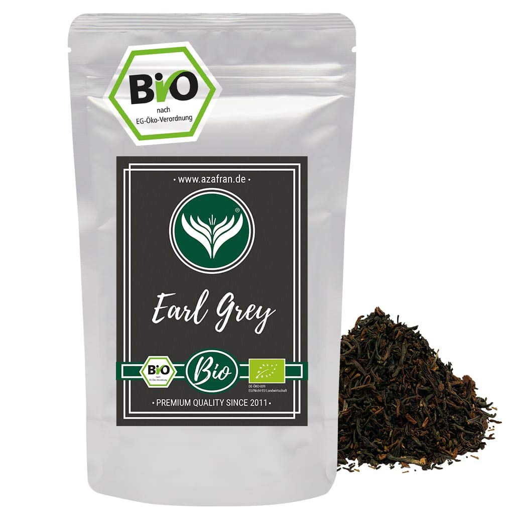 Azafran BIO Earl Grey Schwarzer Tee - Darjeeling Schwarztee mit Bergamotte Öl lose 250g