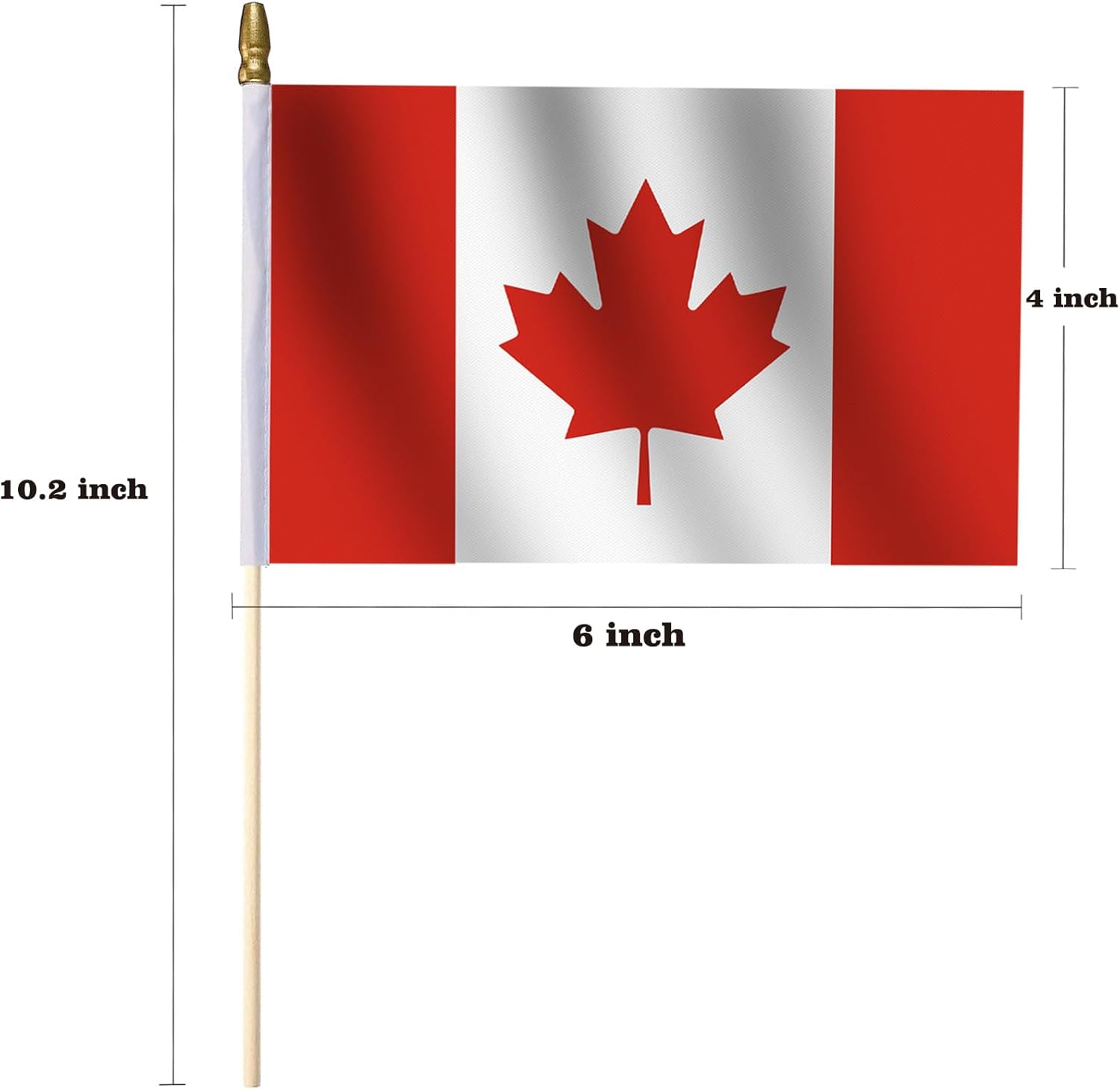 MIDLE Lot of 50 Small Canadian Flags on Stick, 4x6 Inch, Red, Patriotic Hand-Held Outdoor Flags for Canada Day, Patriotic Holidays, 4x6 inches
