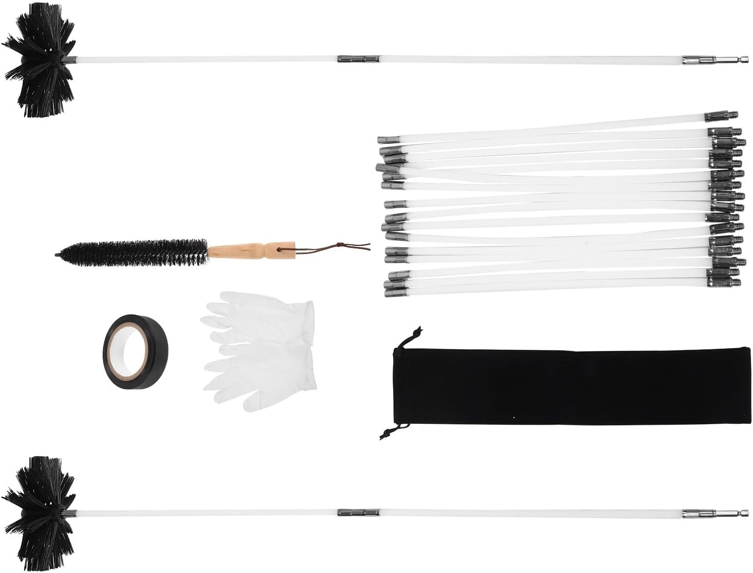 Chimney Sweep Kit with 5/16-18 Air Dryer Duct Fireplace Brushes, Stove Pipe Cleaning Brush with Rods, Adhesive Tape, Gloves for Home Vent Maintenance and Household Duct Cleaning