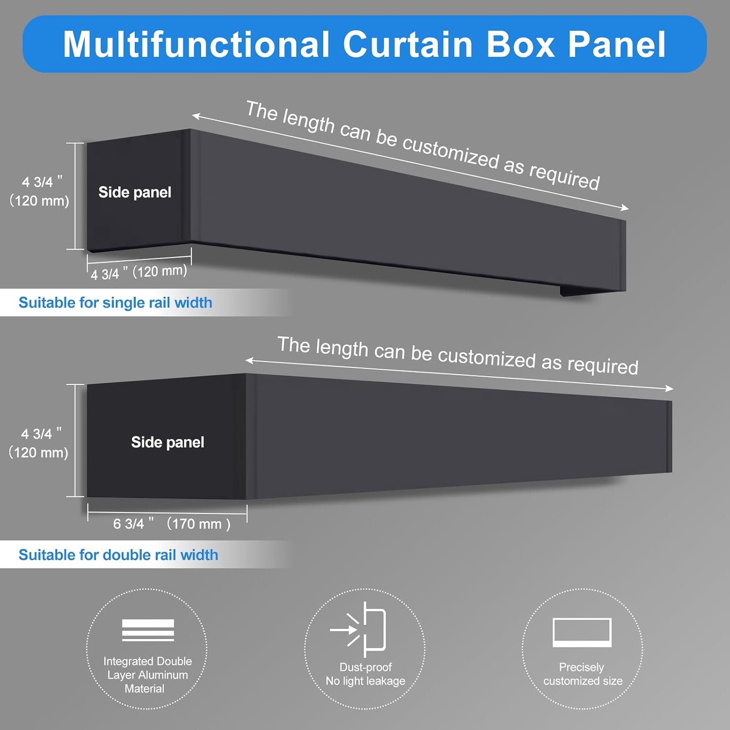 tipace Aluminum Curtain Pelmet Panel to Fix Top Light Leakage (Black) 5 61LSUldP7uL. AC SL1500