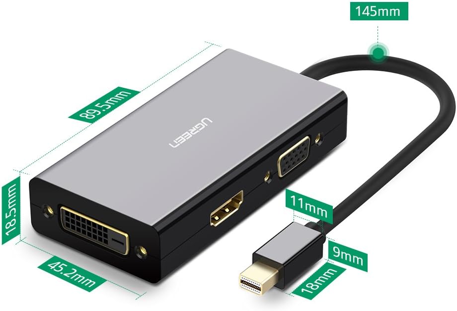 UGREEN Mini DisplayPort to HDMI DVI VGA Adapter 4K Mini DP Converter Thunderbolt Compatible 3 in 1 for Mac, 2015 MacBook Pro Air, iMac, Surface Pro3 Pro4, Google Chromebook, PC, Black : Electronics