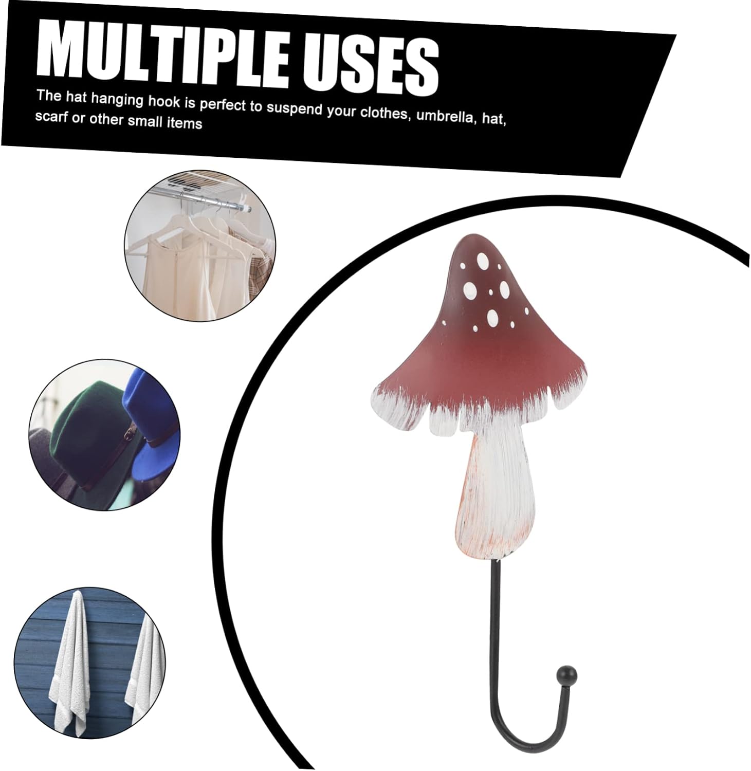 Mushroom Wall Hook Adhesive Decorative Coat Hat Towel Key Holder 7.99X5.11X1.57 Inch Space Saving Organizer for Home Kitchen Bathroom